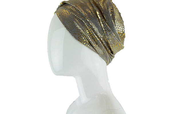 Gold Metallic Turban Wrap - Dark Gray – Bella Hijabs