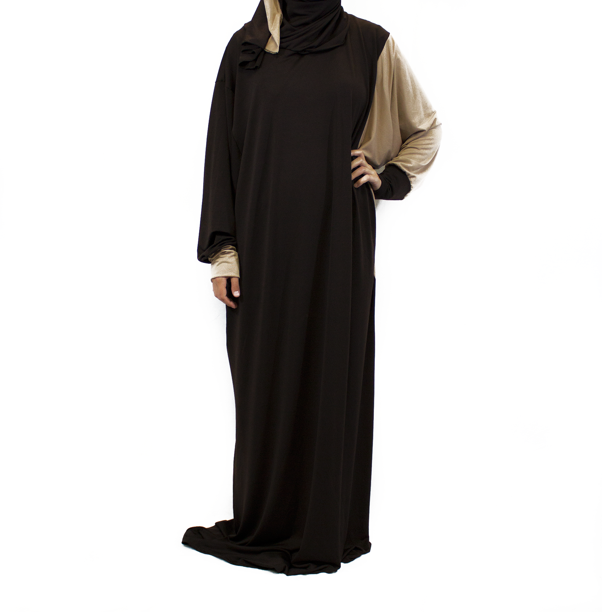 One-Piece Abaya w/ Attached Hijab - Brown – Bella Hijabs