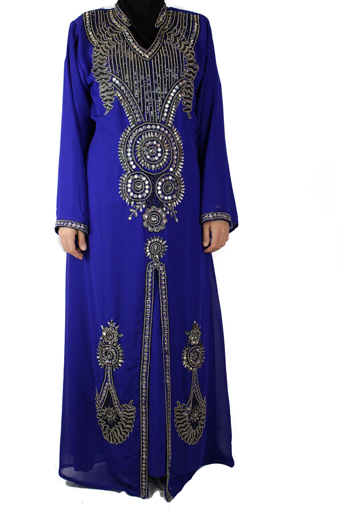 Crystal Embellished Kaftan - Royal Blue – Bella Hijabs