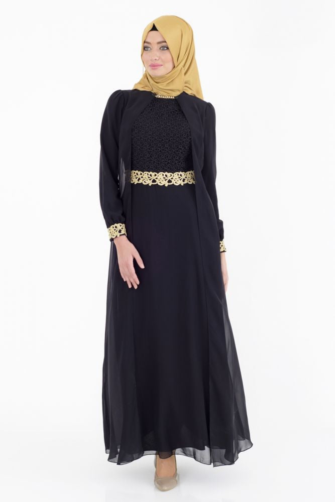 black and gold abaya