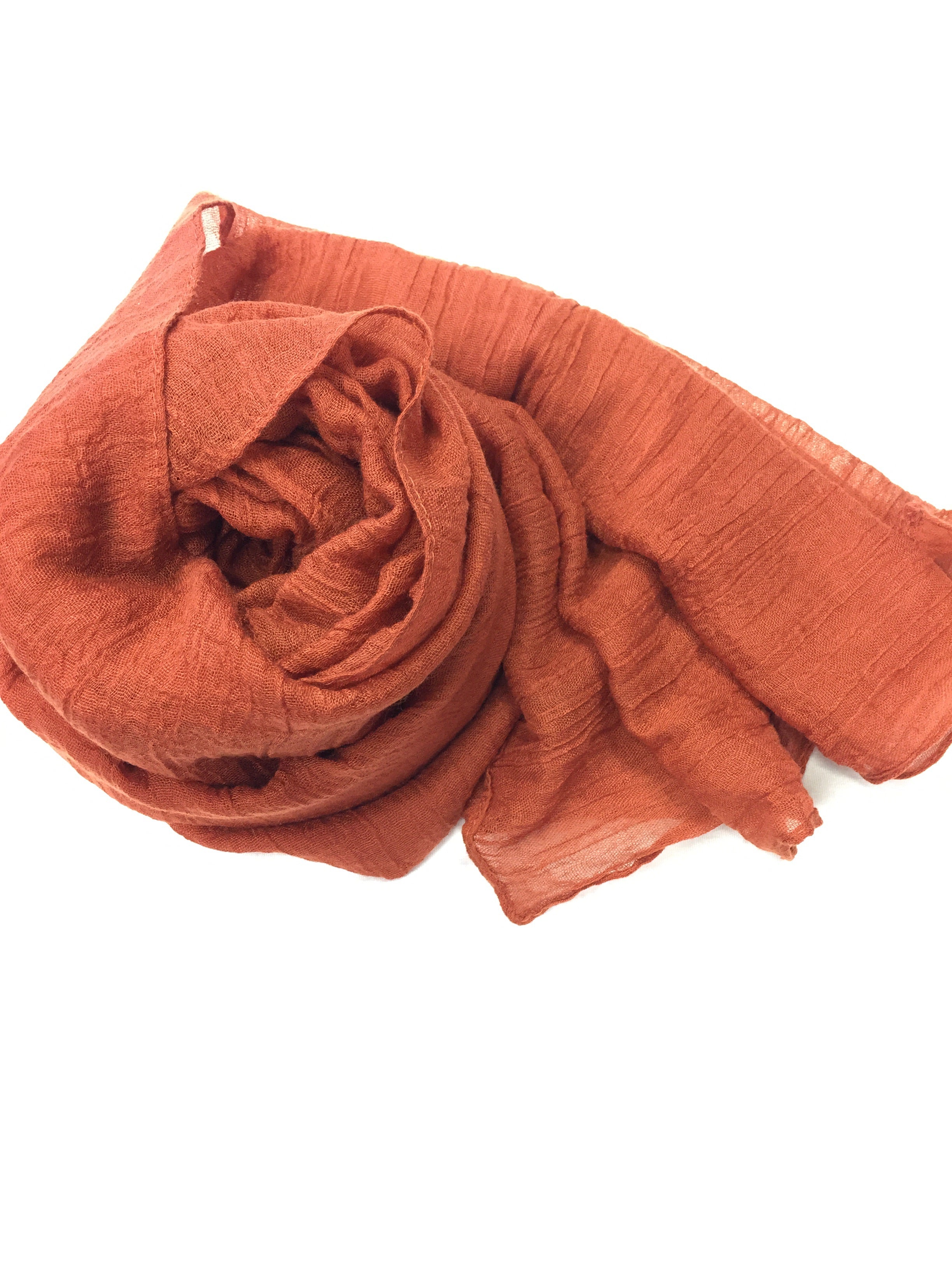 Crinkle Cotton Hijab - Burnt Orange – Bella Hijabs