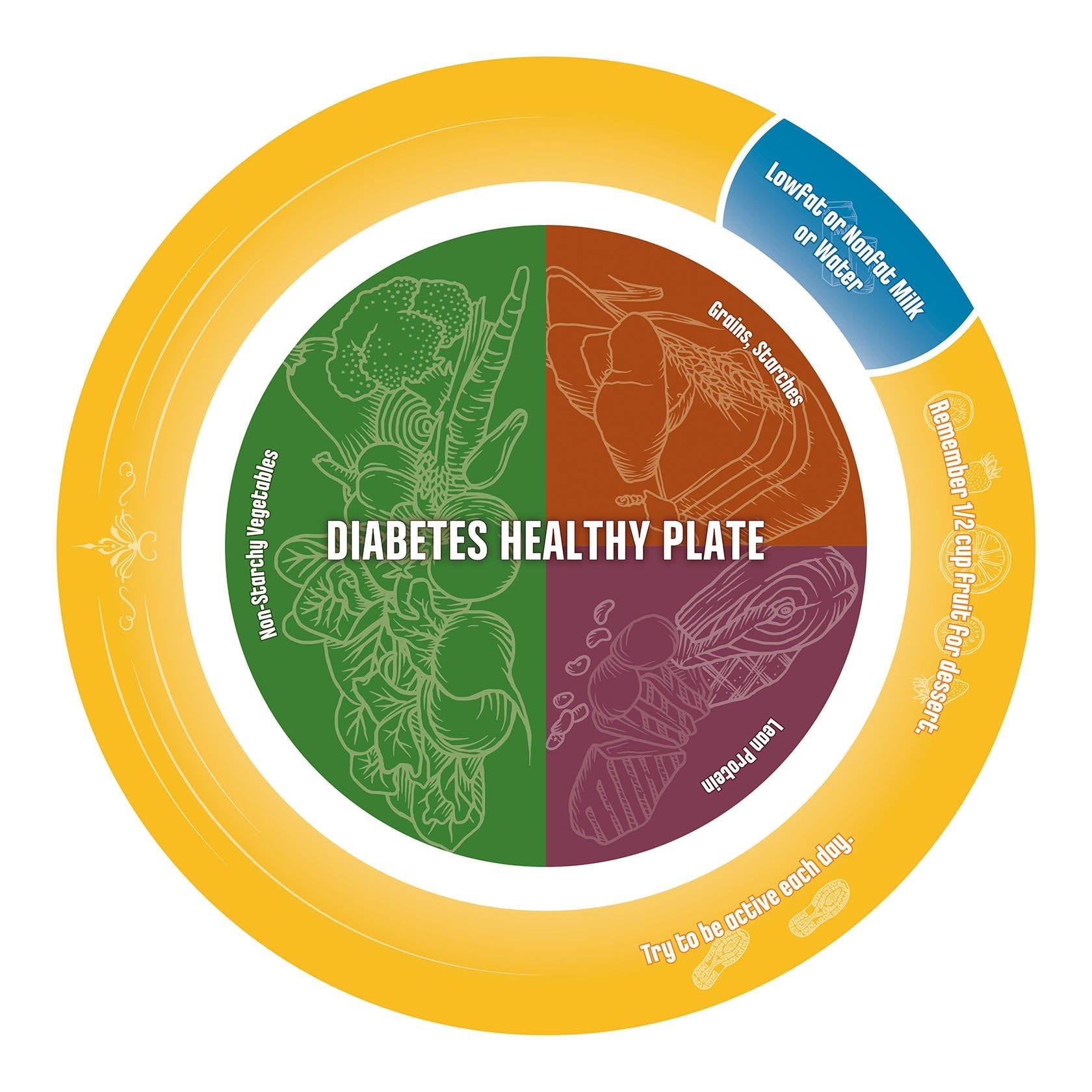 Diabetes Healthy Plate - Diabetes Version of MyPlate - 50 Pack - Nutrition Education Store