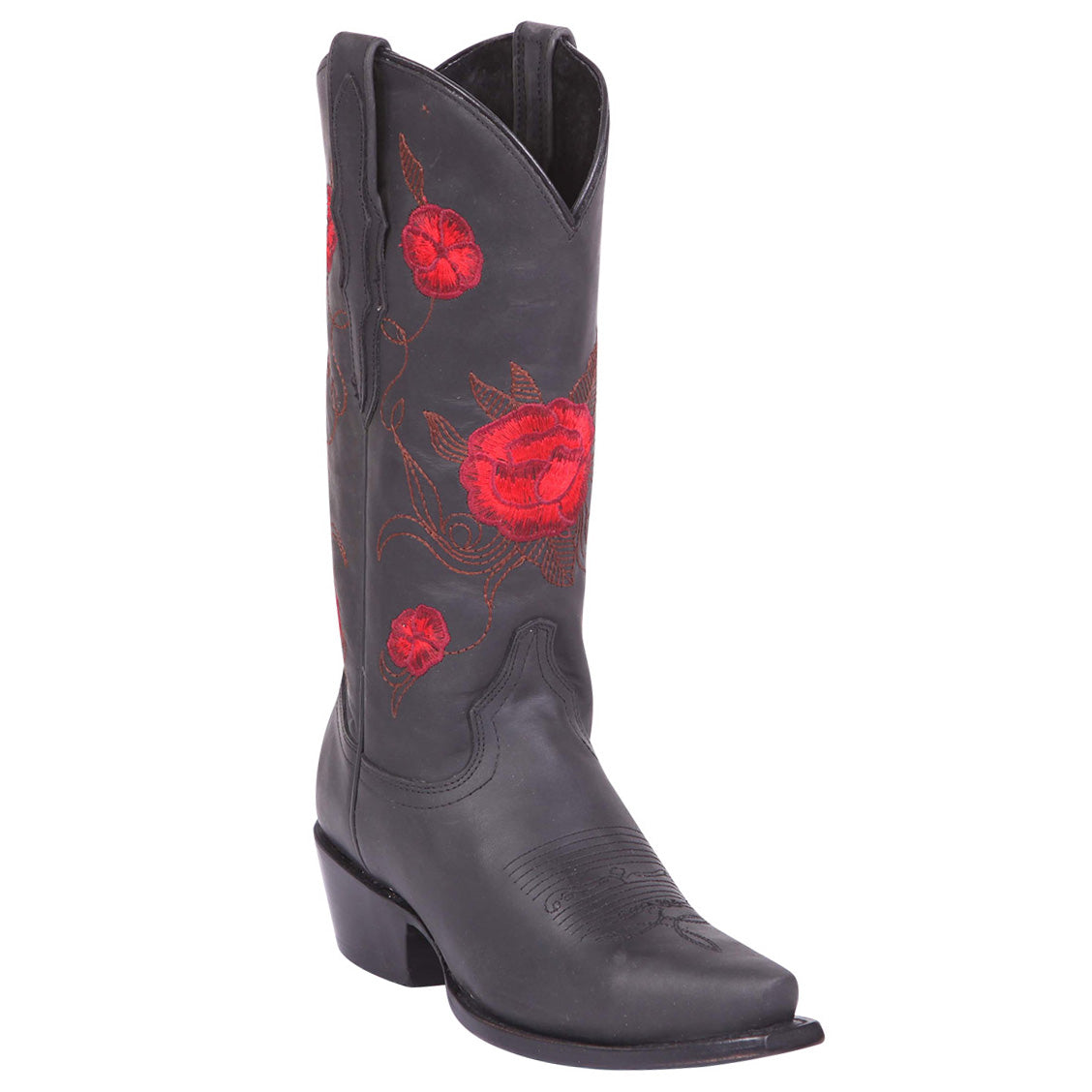 black cowboy boots with red roses