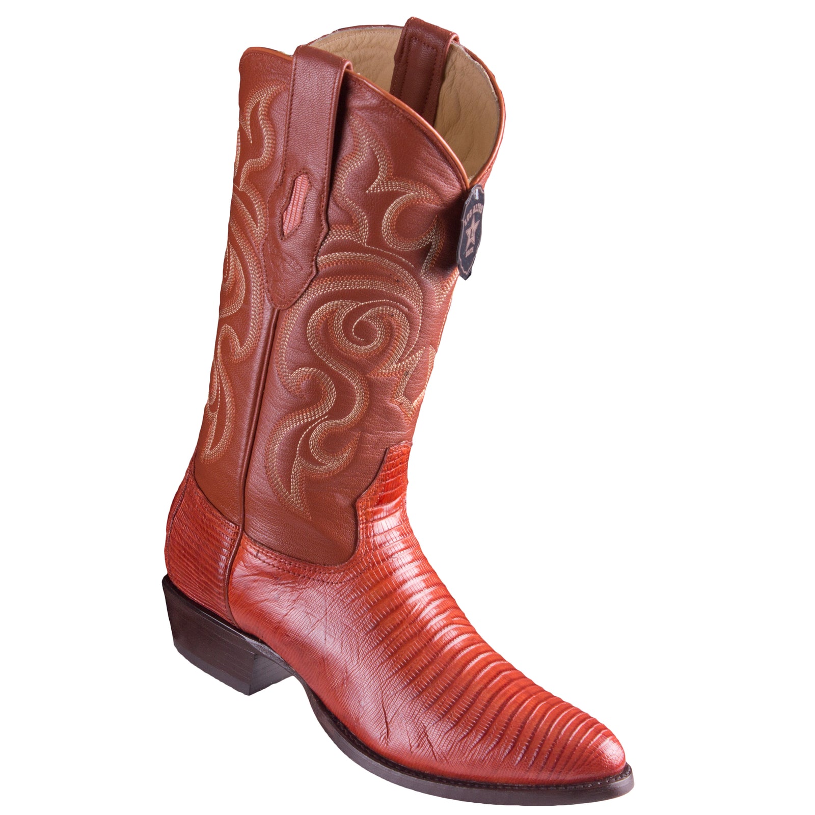 Los Altos Cognac Lizard Teju R-Toe Cowboy Boots