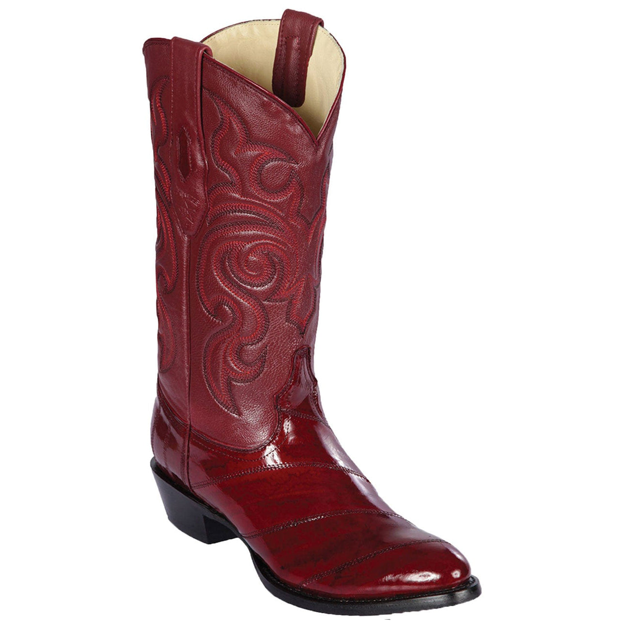 Eel Burgundy R-Toe Cowboy Boots