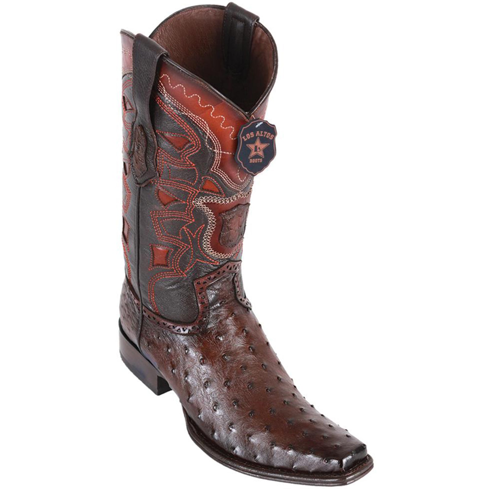 Los Altos Men's Ostrich European Toe Western Boots - Faded Brown