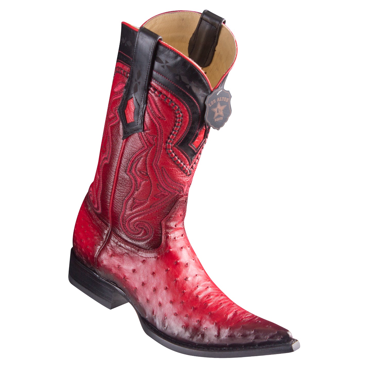 Los Altos Ostrich Faded Red Pointed Toe 