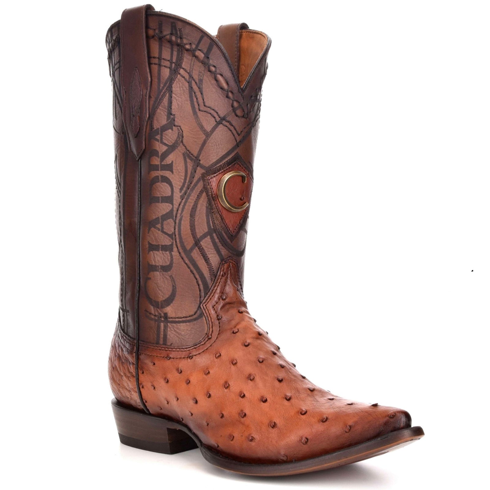 orange ostrich boots