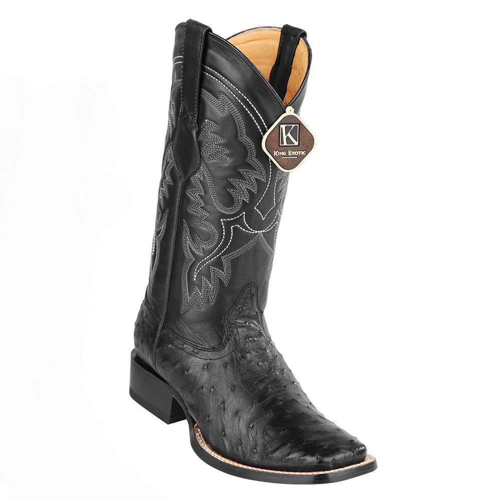 King Exotic Men's Ostrich Square Toe Boots