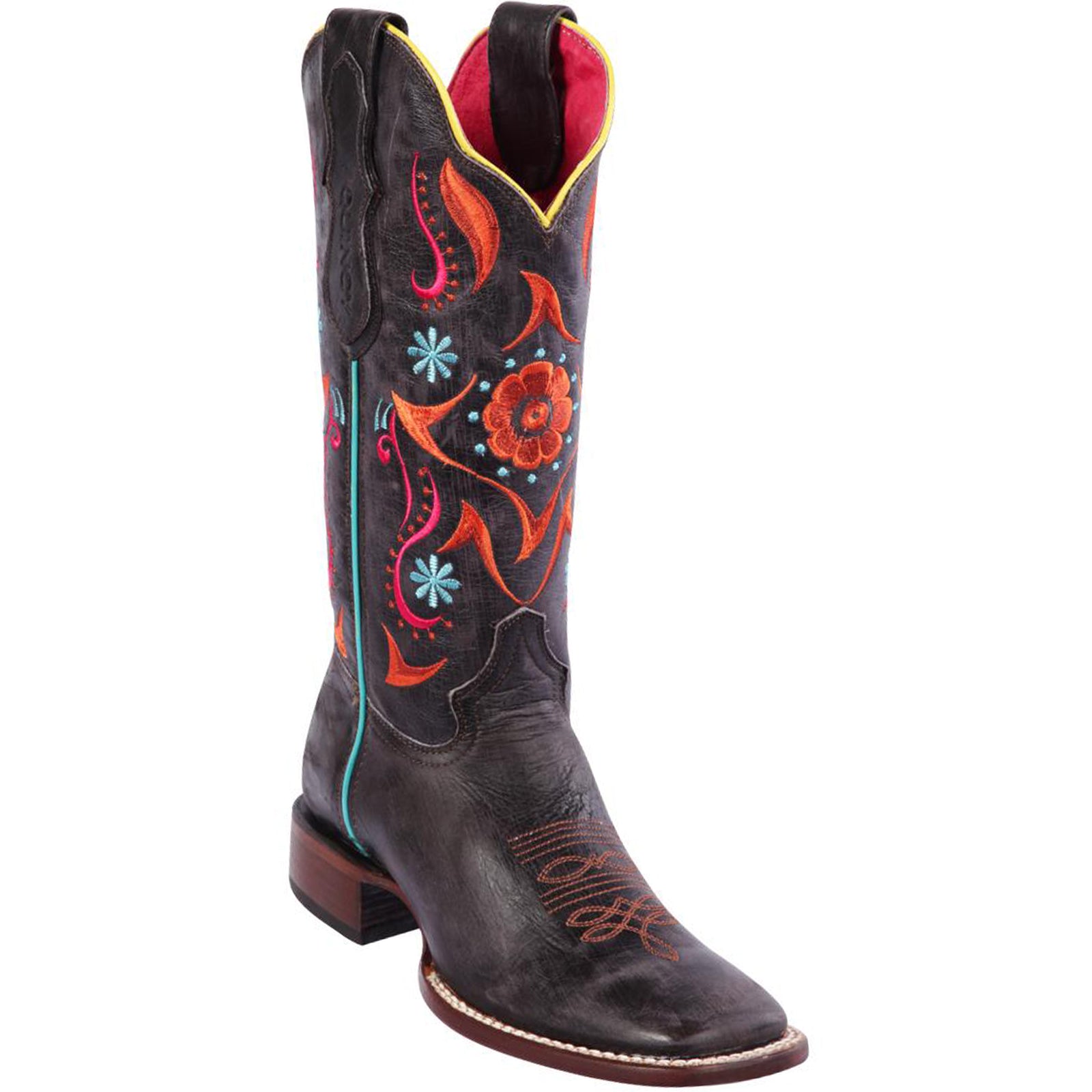 Quincy Flower Volcano Grey Cowgirl Boots