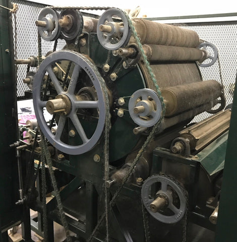 The side of the Carding Machine showing all of the drums