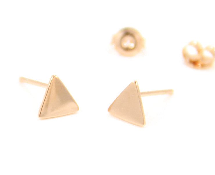 gold triangle stud earrings