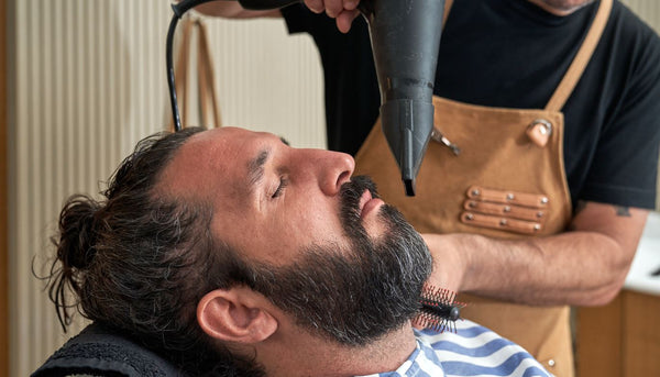 blow drying your beard