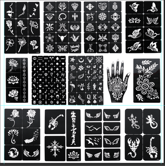 12 Sheets Large Henna Tattoo Stencils Kit Hand Arm Temporary Tattoo  Stickers at Rs 100/sheet in Mumbai