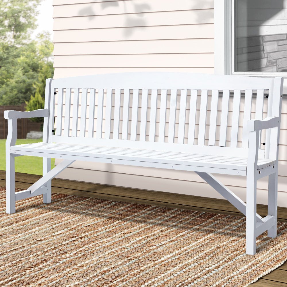 white outdoor bench glider