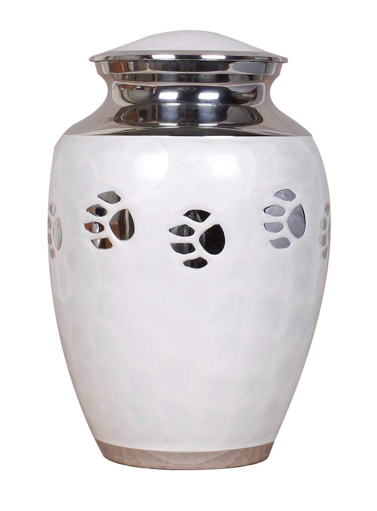 White Paw 8" Medium Pet Ashes Urn - UrnsWithLove