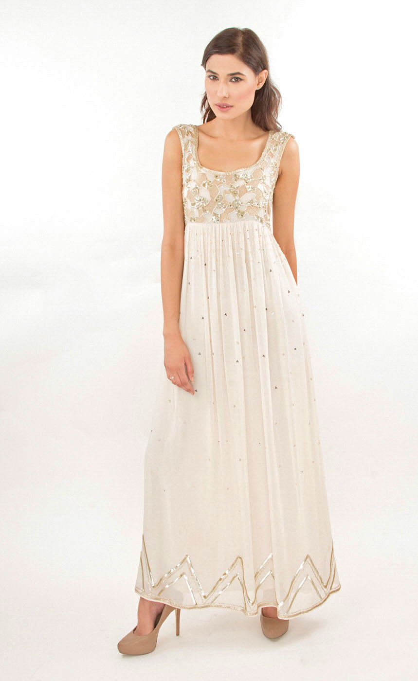 Pearl Silk Beaded Gown - Jasmine Bains