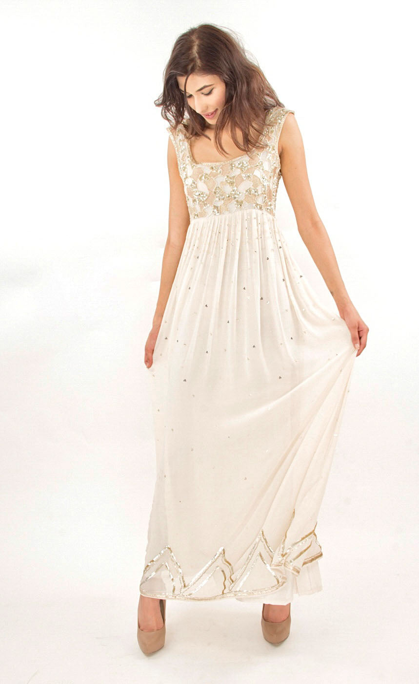 Pearl Silk Beaded Gown - Jasmine Bains