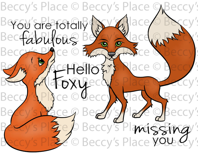 New   Hello Foxy Rubber Stamp Set [00-882P5]