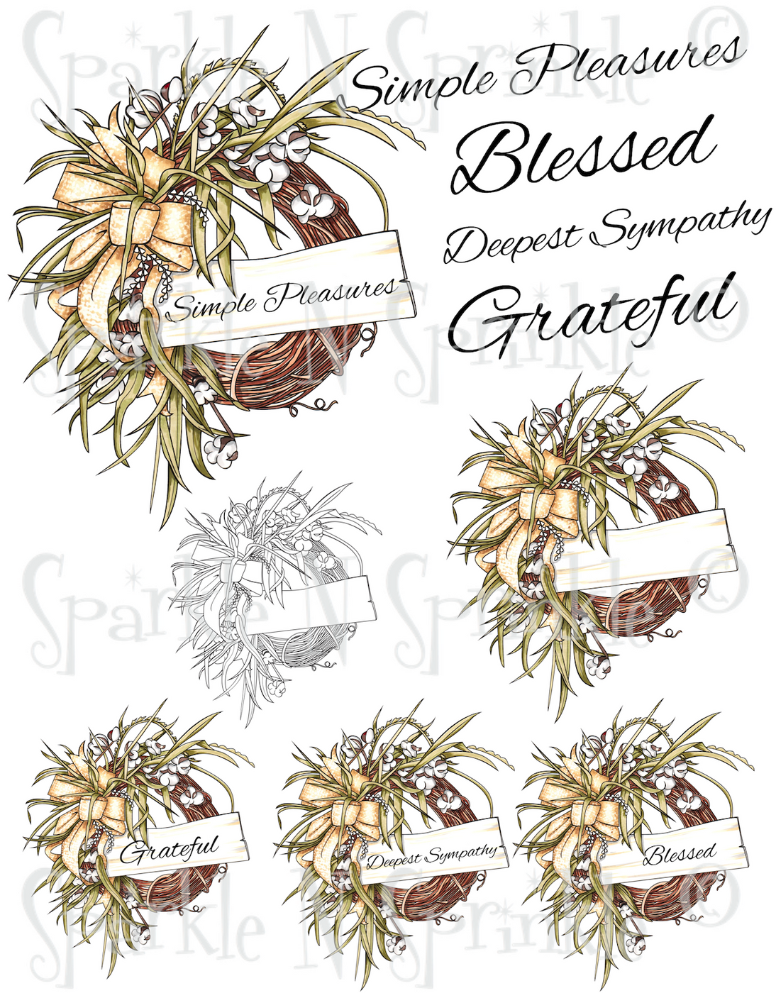 Fall Cotton Wreath Digital Stamp Set [DIGI3150J]