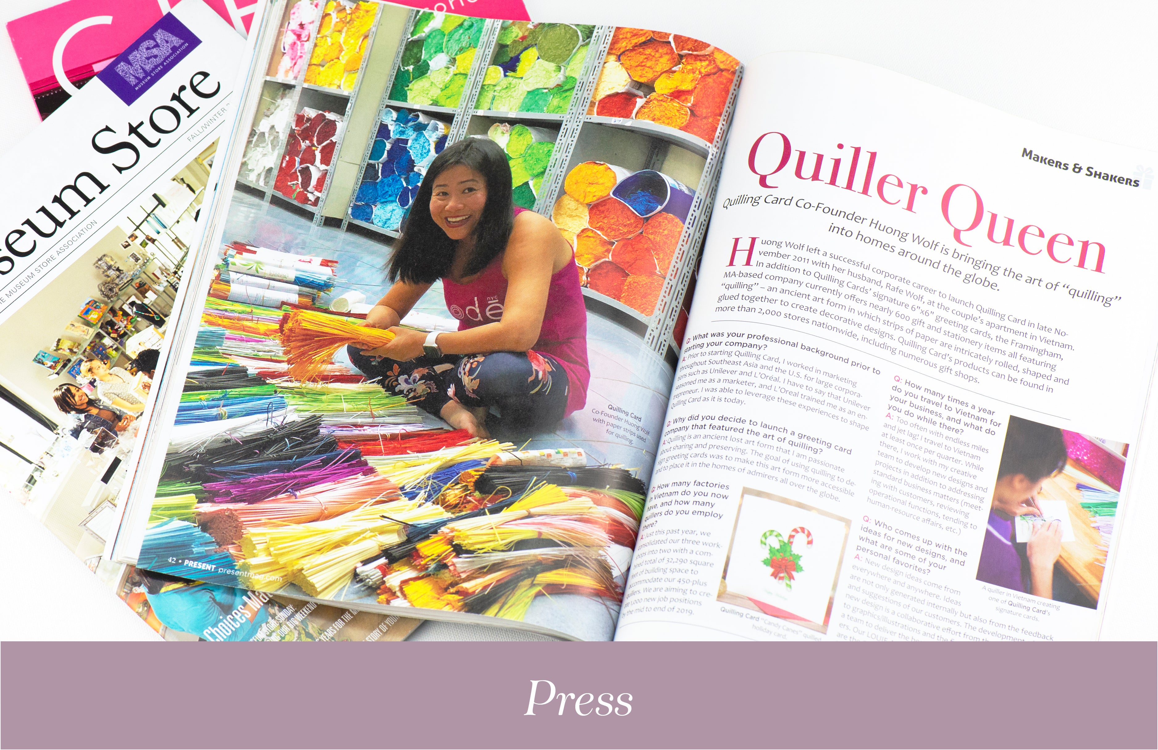 magazine open to article about Quilling Card