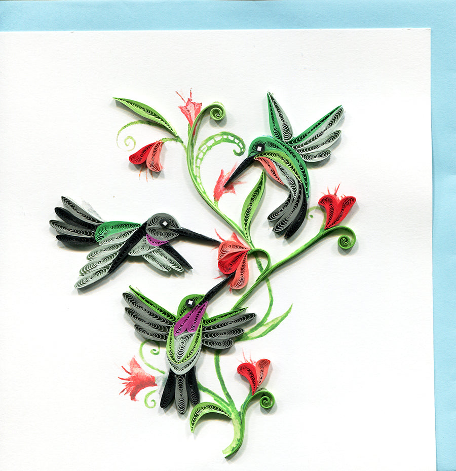 Hummingbird Trio quilling sample