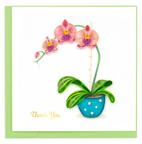 Quilled Potted Orchid Thank You Card