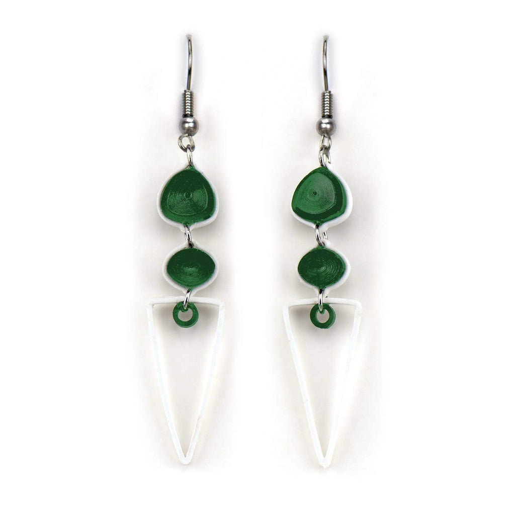 Edgy Emerald Handcrafted Earrings | Quilling Card¨