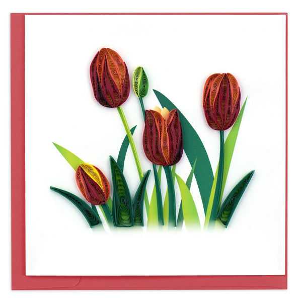 Handcrafted Red Tulip Greeting Card | Quilling Card¨