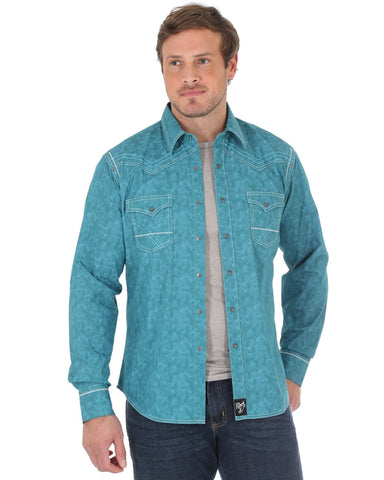 mens teal western shirt