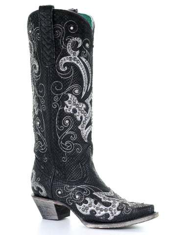 Embellished Python Western Boots 
