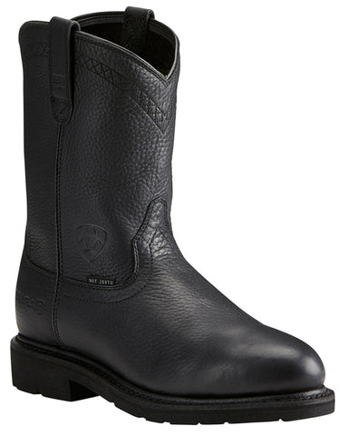 pull on work boots black