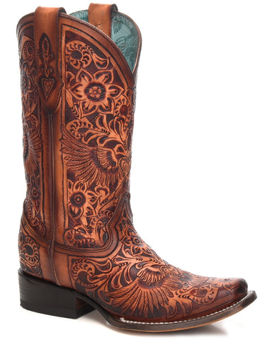 tooled leather boots womens