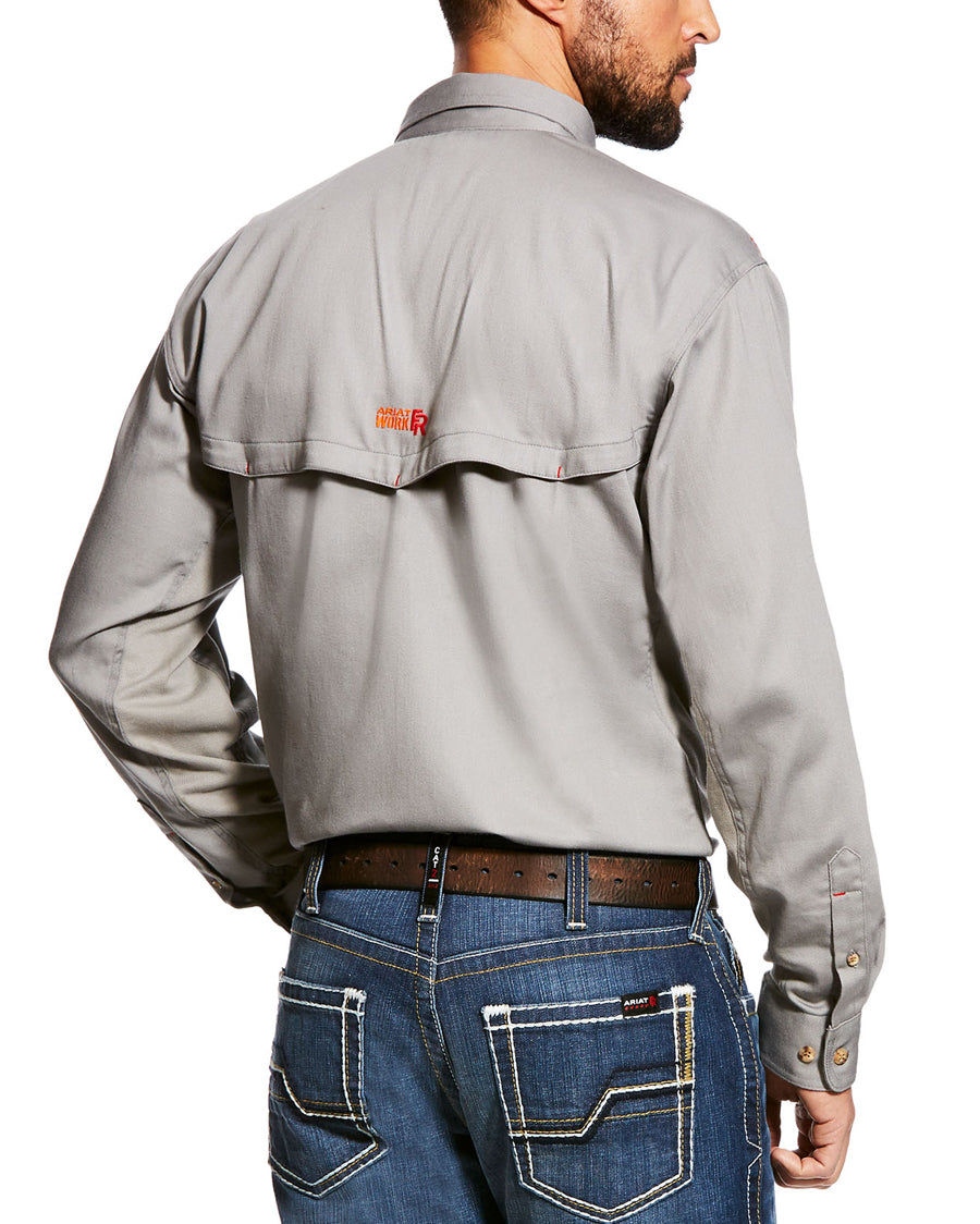 Men's Fire Resistant Vented Long Sleeve Work Shirt Silver Skip's