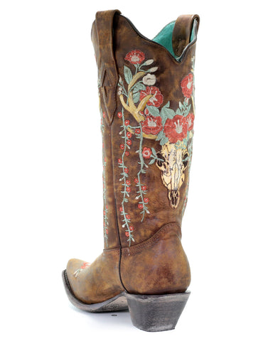 corral boots deer skull