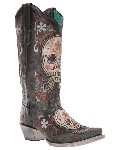 women's sugar skull cowboy boots
