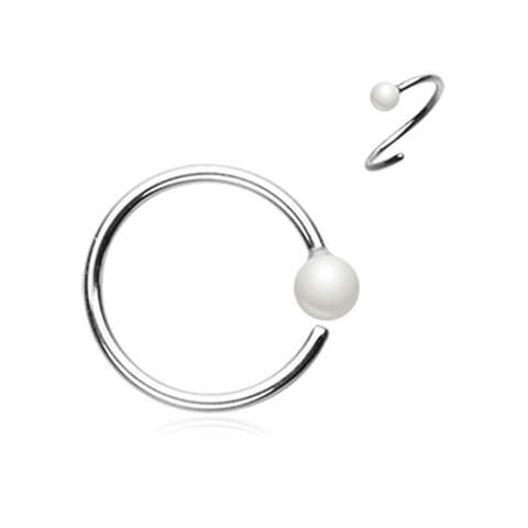 Silver with Pearl Bendable Nose Ring 