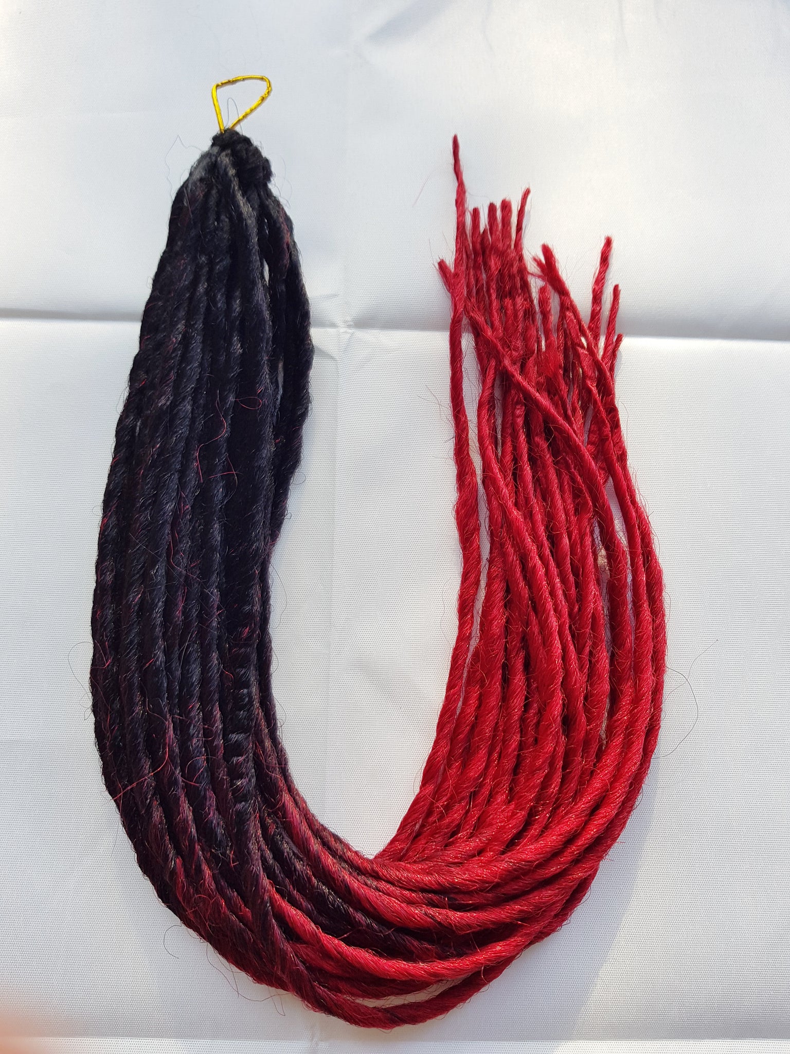 red and black single ended synthetic dreads