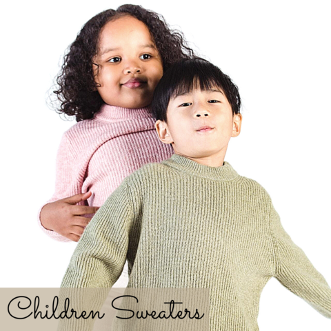 Children wearing a sweater