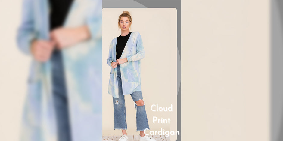 Cloud print cardigan