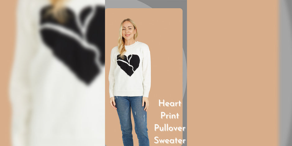 Heart print pullover sweater