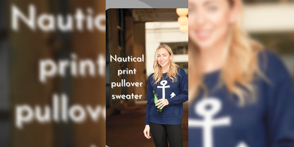 Nautical print pullover sweater