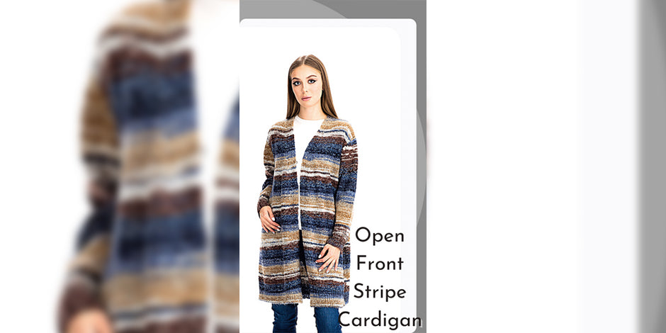 Open front stripe cardigan