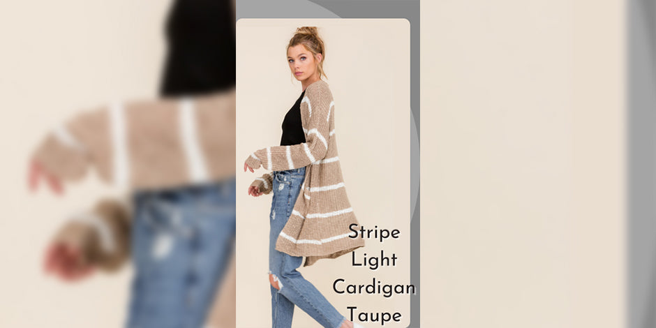 Stripe light cardigan taupe