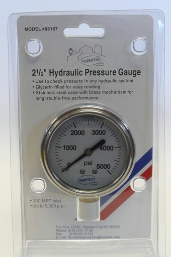 2 1/2" Hydraulic Pressure Gauge, 08167
