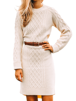 cream knit sweater dress