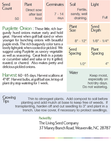 Purplette Onion Growing Instructions