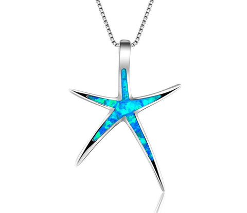 Home › Blue Fire Opal Star Necklace