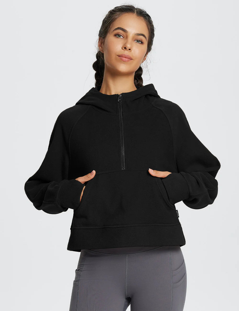 Baleaf Thermal Hooded Cropped Pullover