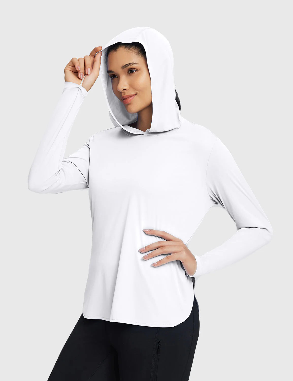 Baleaf Rounded Hem Hooded Long Sleeve